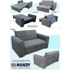Sofa Mandy 1 1/2 Plazas Color Rustic Plata (Tela 04)